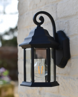 'Guildhouse' Traditional Black Ornate Top Fix Wall Lantern