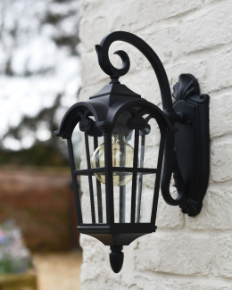 'Victoria' Black Traditional Top Fix Outdoor Wall Lantern