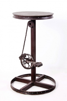 Bar side table made from bike parts