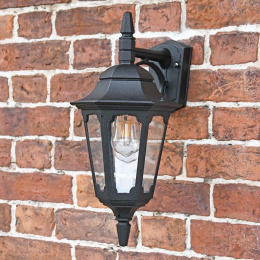 "The Grindale" Top Fix Hexagonal Black Wall Lantern